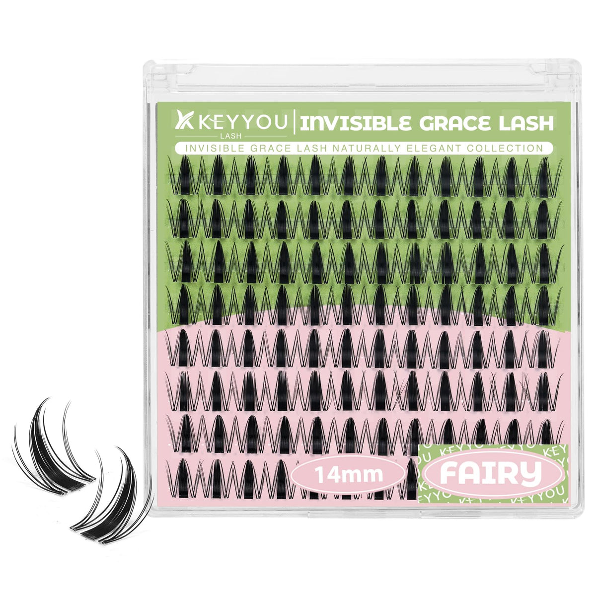 KEYYOU front packaging showing full 96-piece fairy cluster set and quick benefit
