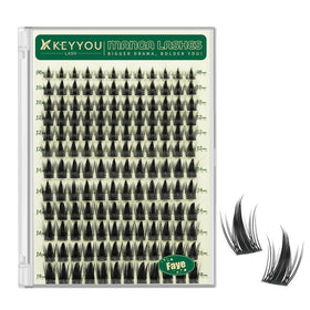 KEYYOU Faye front packaging showing 144pcs and D curl for easy selection