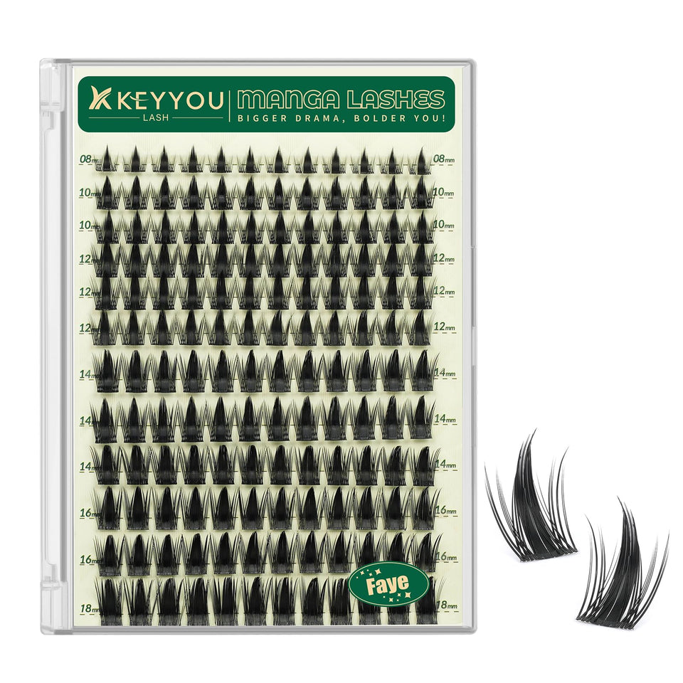 KEYYOU Faye front packaging showing 144pcs and D curl for easy selection