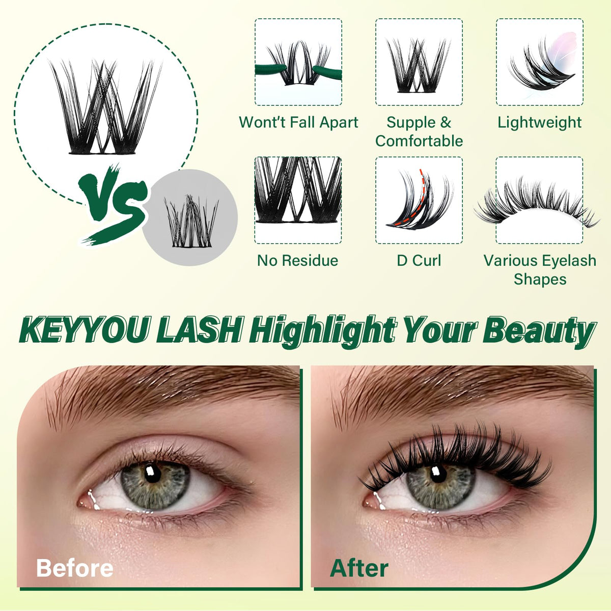 KEYYOU tweezers applying cluster for quick DIY precision