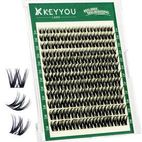 KEYYOU front packaging showing 132-piece lash cluster set and benefits