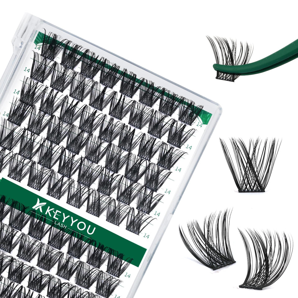 KEYYOU front packaging showing 96 lash clusters and product benefit of value