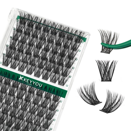 KEYYOU front packaging showing 96 cluster eyelashes and benefits of value