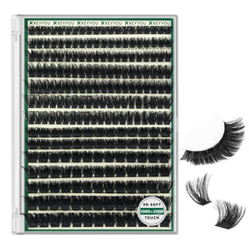 KEYYOU front packaging showing 231-piece fluffy lash cluster set for versatile looks