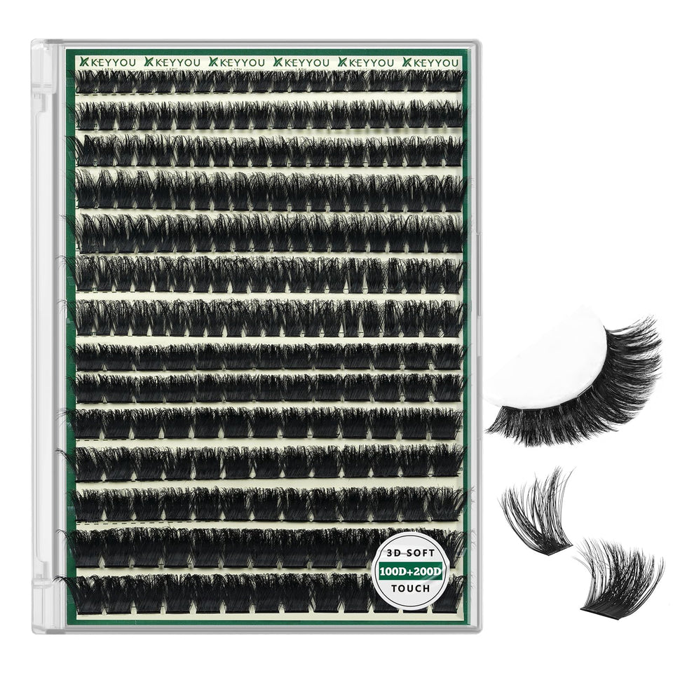 KEYYOU front packaging showing 231-piece fluffy lash cluster set for versatile looks