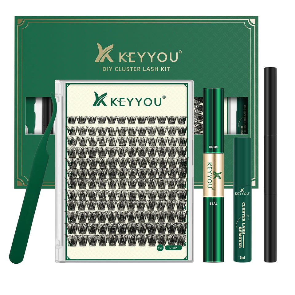 KEYYOU front packaging showing full lash clusters kit and easy-start benefit