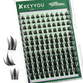 KEYYOU front packaging showing 120 mixed-length manga lash clusters, perfect for customization