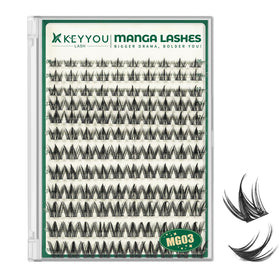 KEYYOU front packaging showing 120-piece manga lash clusters and product benefits