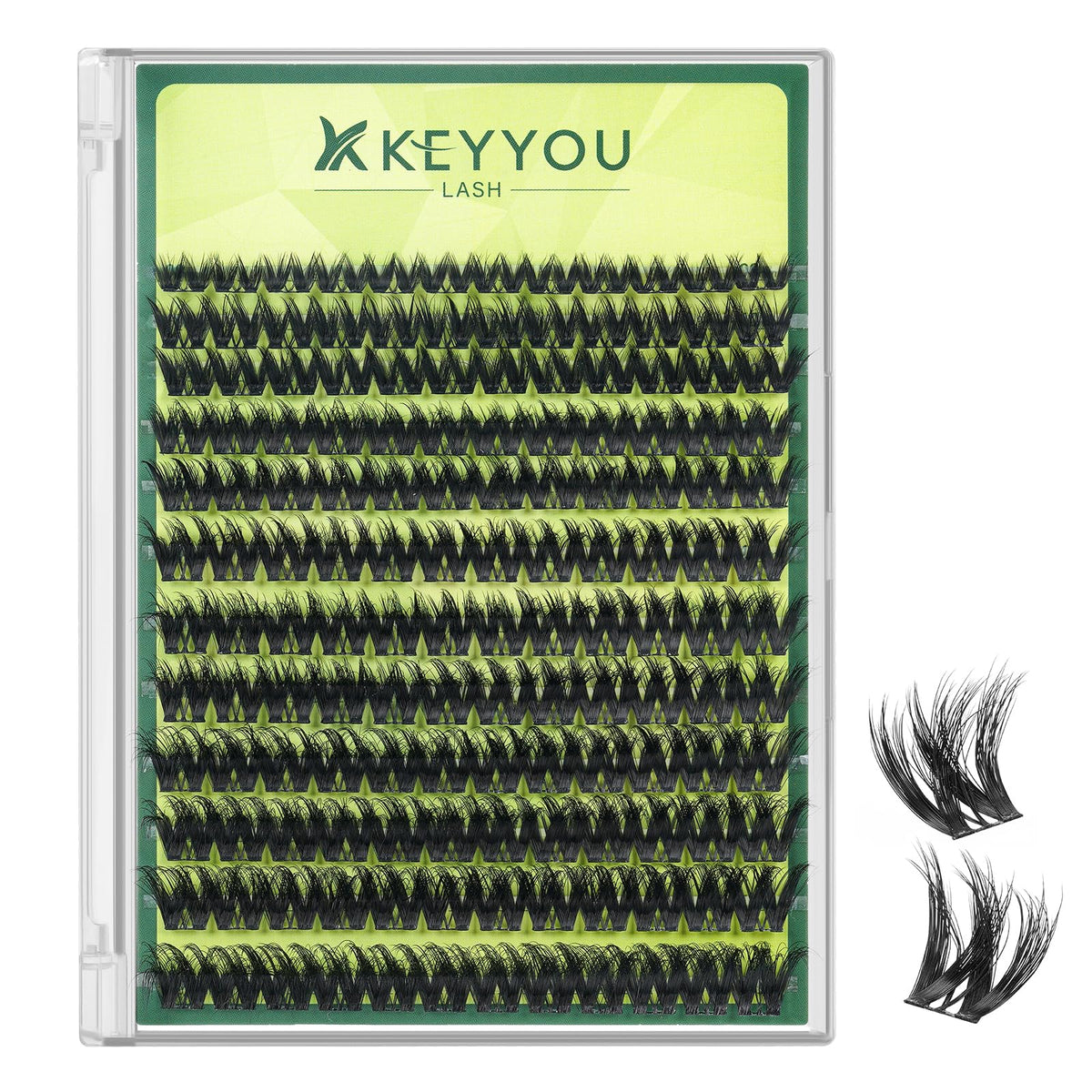 KEYYOU front packaging showing 144-cluster set and PuffSilk band benefits