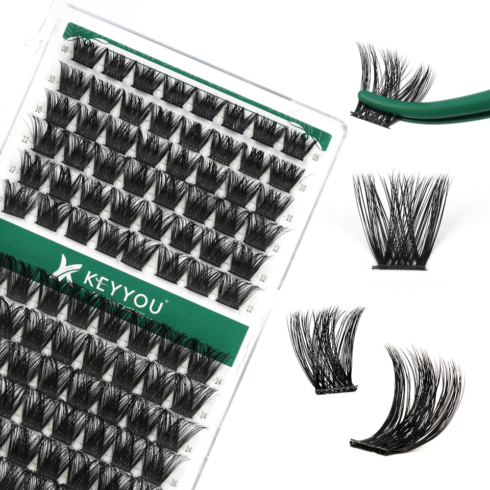KEYYOU front tray showing 96 lash clusters for versatile volume