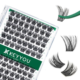 KEYYOU front tray showing 96 lash clusters for quick DIY volume