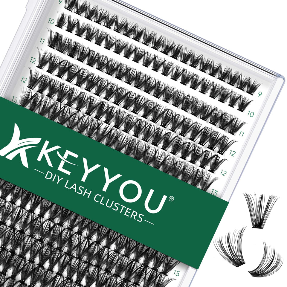 KEYYOU front tray showing 300 mixed-length clusters and organized rows, easy selection