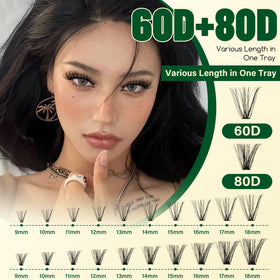 KEYYOU hand applying a cluster lash for quick DIY salon-style results at home