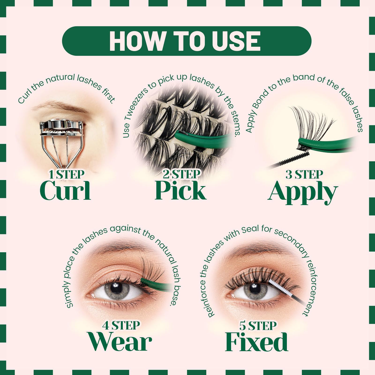 KEYYOU applying clusters near natural lashes to illustrate easy at-home use