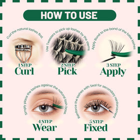 KEYYOU applying clusters near natural lashes to illustrate easy at-home use