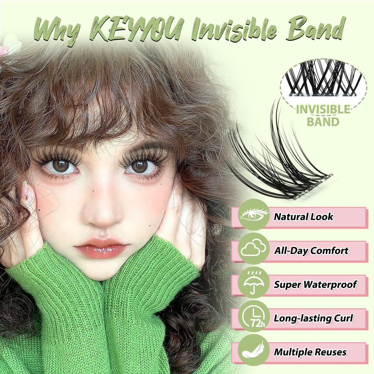 KEYYOU invisible band close-up showing transparent base for seamless blend