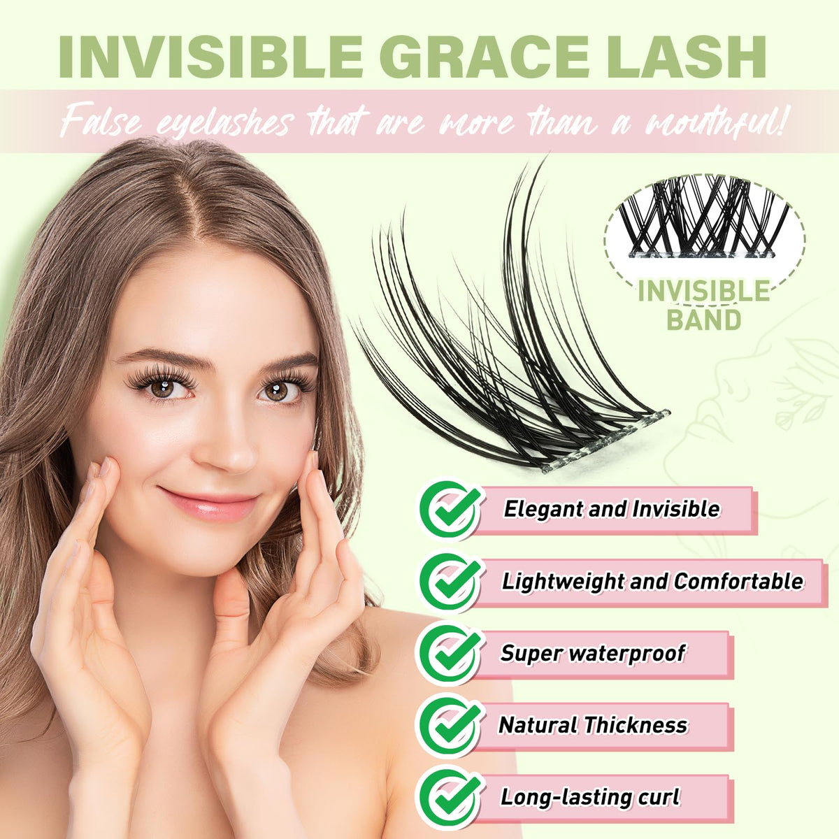 KEYYOU invisible band detail demonstrating seamless blend with natural lashes