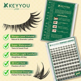 KEYYOU lashes applied in a soft daytime look for natural volume and lift