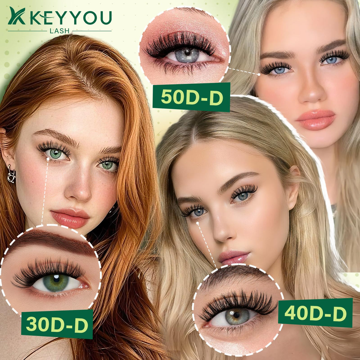 KEYYOU display of mixed 9–18mm lengths enabling custom layering