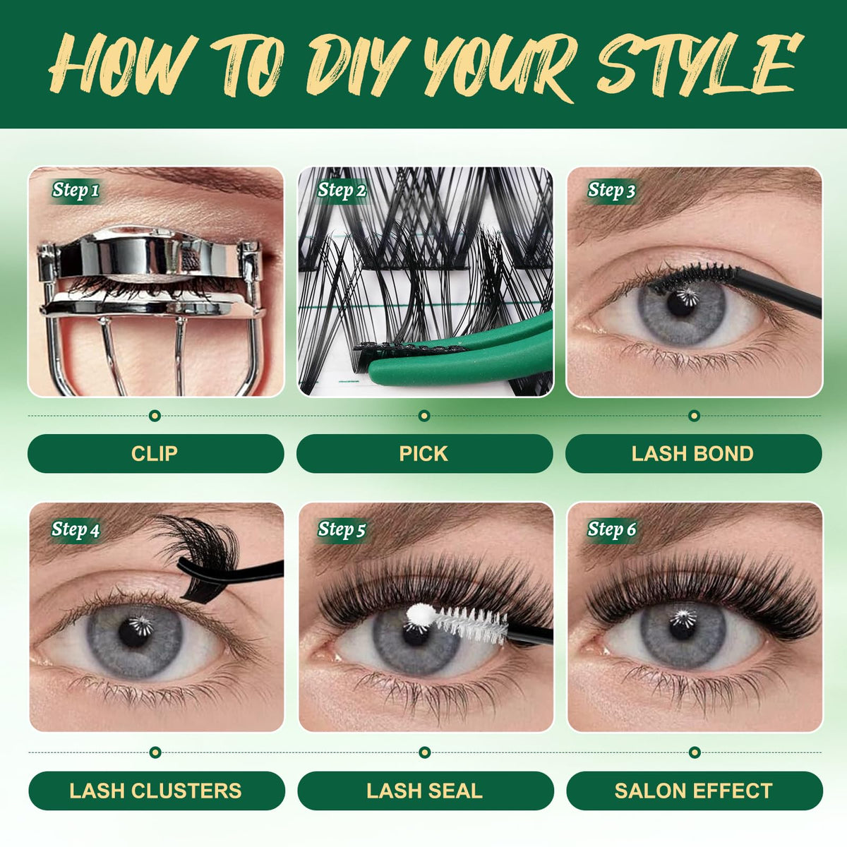 KEYYOU lifestyle evening makeup with clusters adding volume and dramatic eyes