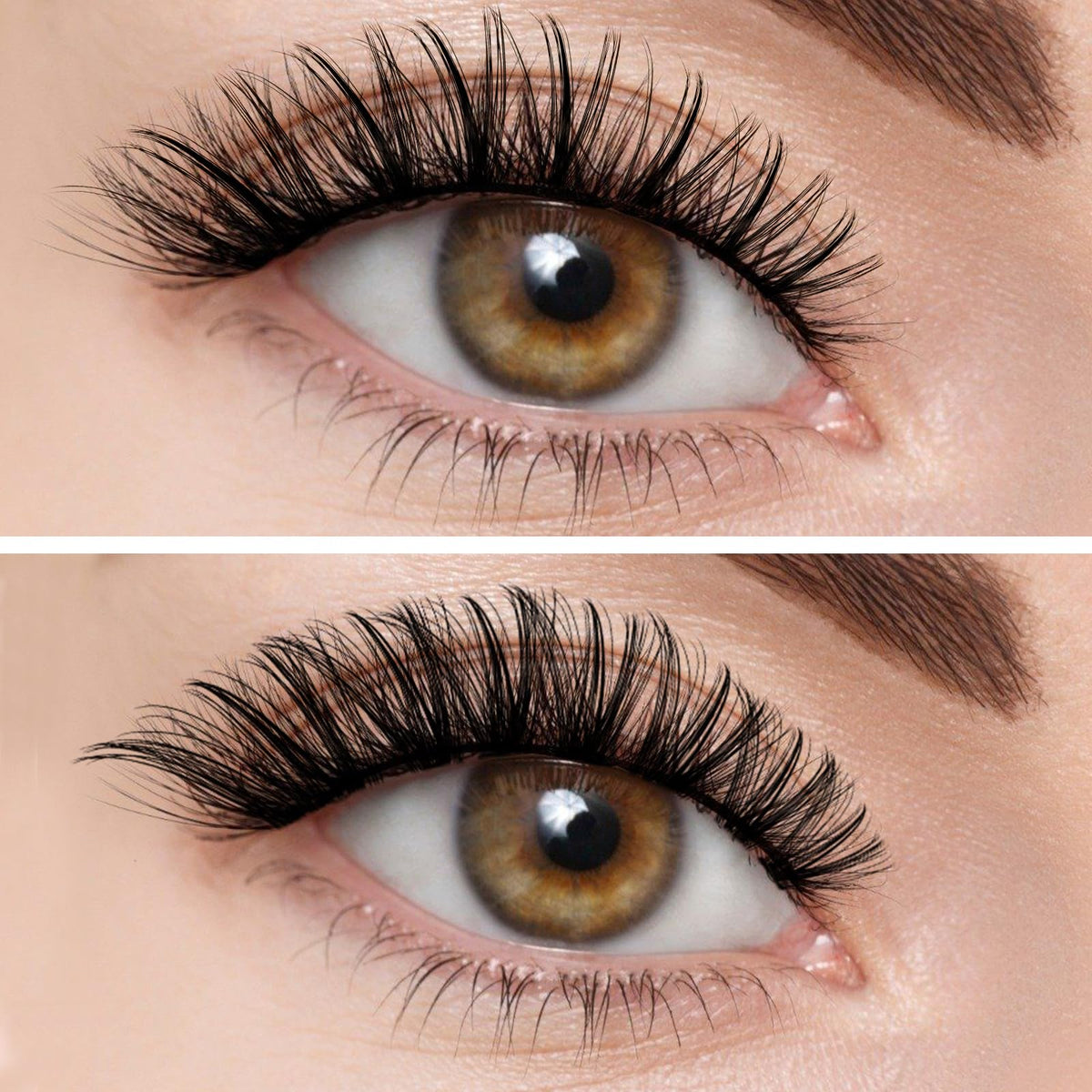 KEYYOU finished lash look on model showing voluminous, lightweight effect