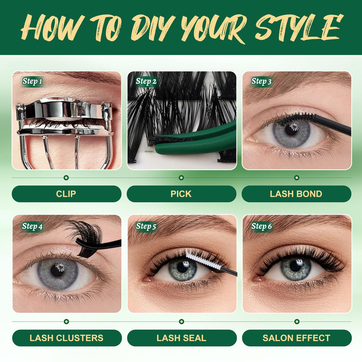 KEYYOU model wearing clusters at night showing dramatic lift and polished look