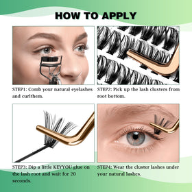 KEYYOU worn look on model demonstrating natural volume and blended lash effect