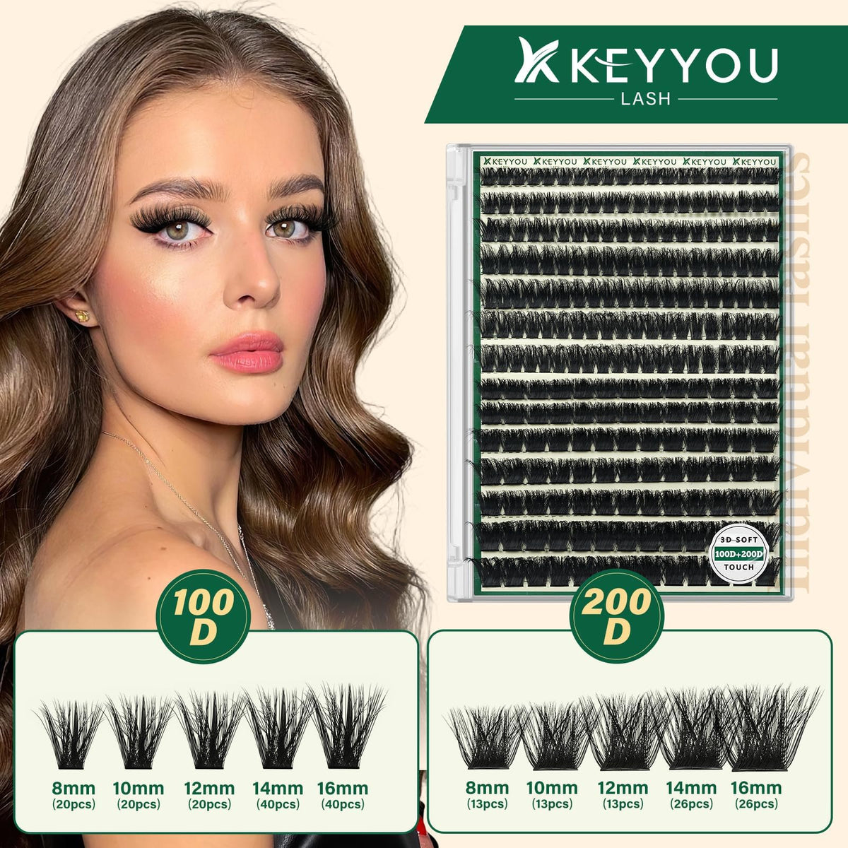 KEYYOU close-up of mixed 8–16mm lengths highlighting layering benefit