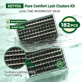 KEYYOU model wearing clusters demonstrating enhanced volume and eye-opening lift