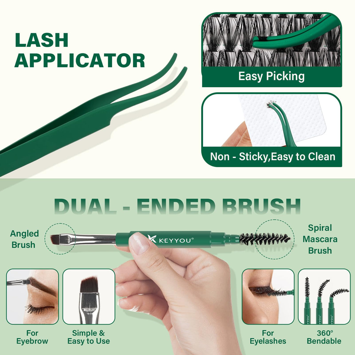 KEYYOU remover and lash brush tools for safe removal and maintenance