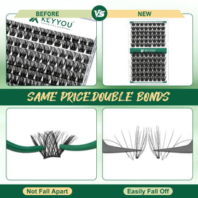 KEYYOU lash clusters beside ruler indicating 10–18mm mix