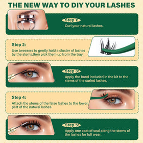 KEYYOU lash clusters beside ruler showing 8–18mm mixed lengths for customization