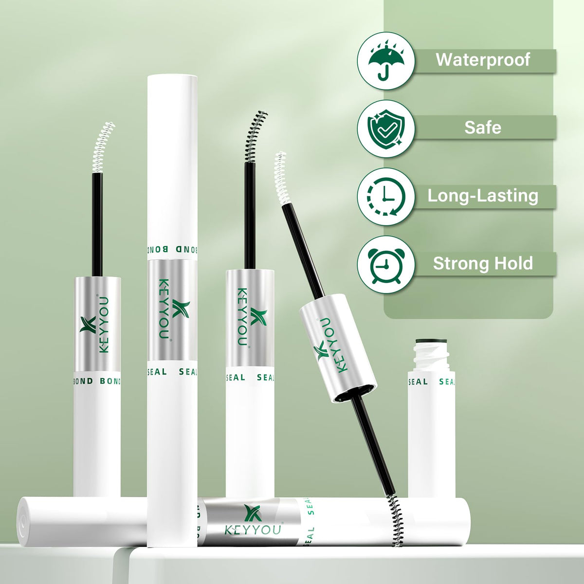 KEYYOU size comparison next to ruler highlighting the compact 10ml tube