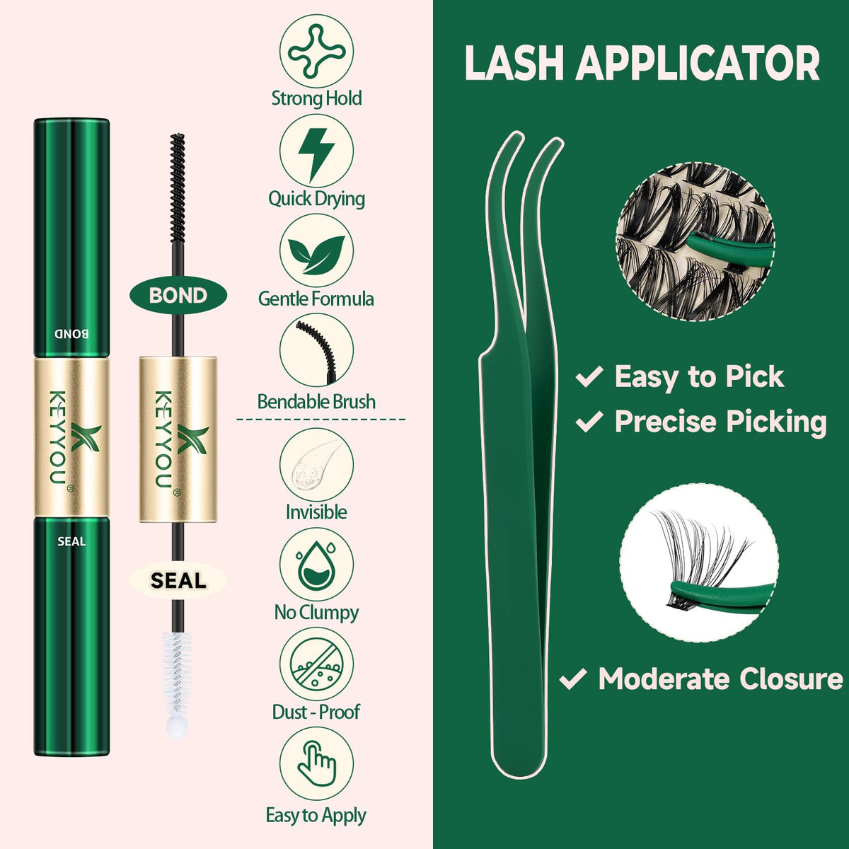 KEYYOU tweezers and applicator tools demonstrating precise placement benefit