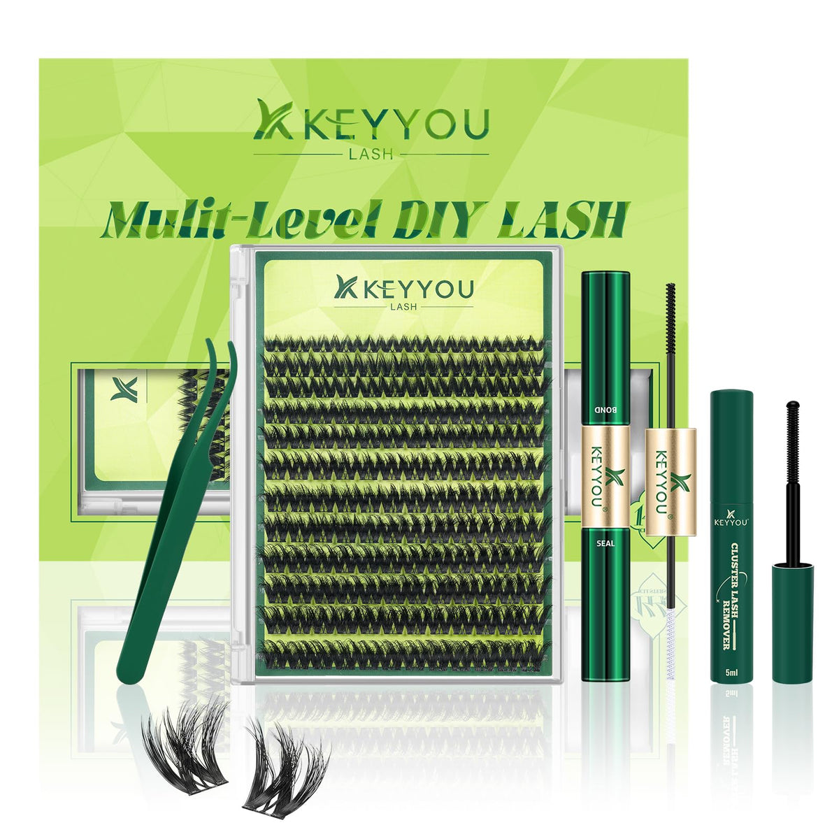 KEYYOU front packaging of V3D01 kit showing complete lash set for easy at-home application