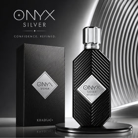 Khadlaj Onyx Silver close-up of cap and label showing brand detail and quality