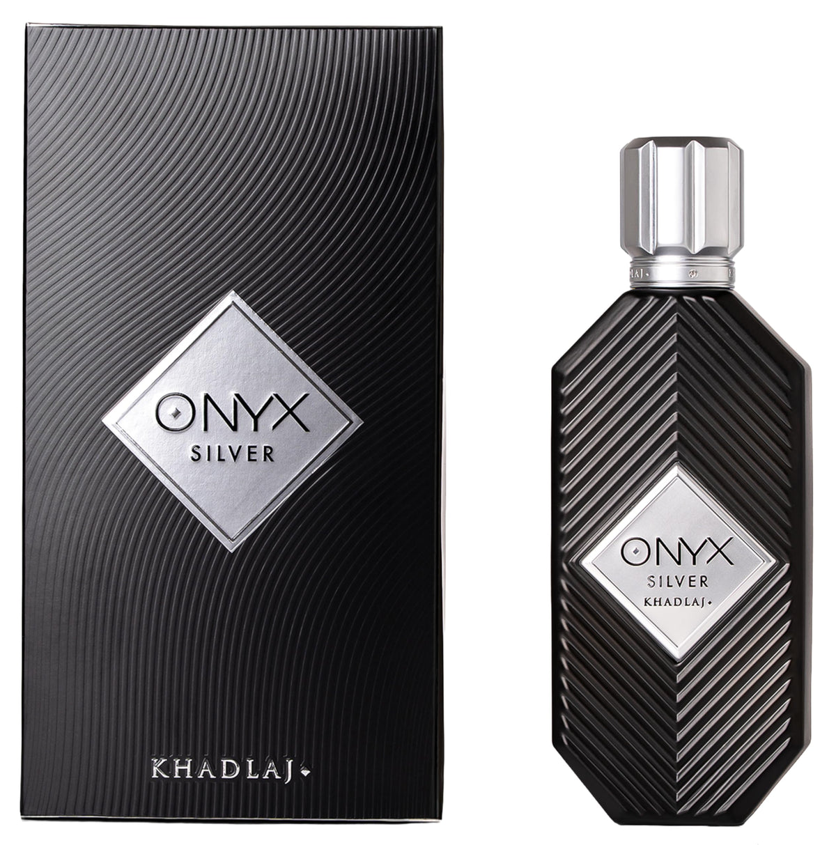 Khadlaj Onyx Silver side profile highlighting bottle shape and finish