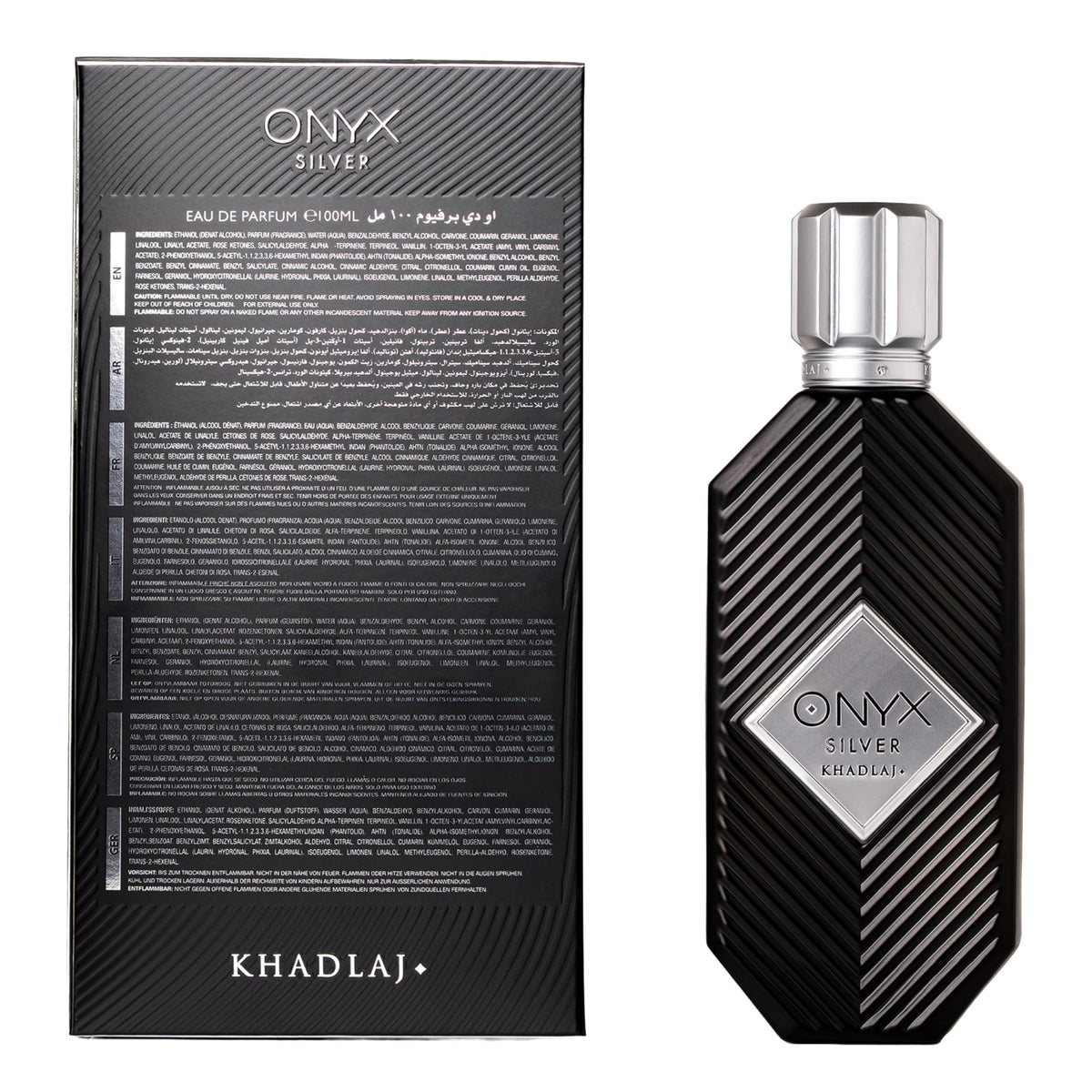 Khadlaj Onyx Silver spray action demonstrating easy application and fine mist