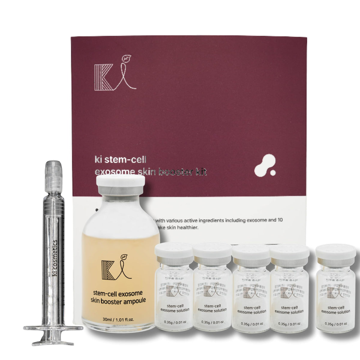 ki cosmetics front packaging of ampoule kit showing sleek box and bottle, promotes confidence