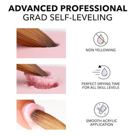 Brush applying Kiara Sky monomer to nail demonstrating easy self-leveling