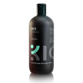 Kick shampoo front bottle showing brand and refreshing benefit