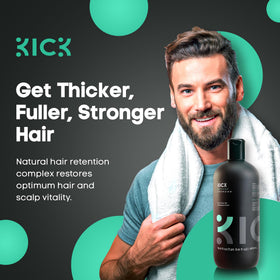 Kick shampoo creamy texture closeup illustrating gentle cleansing