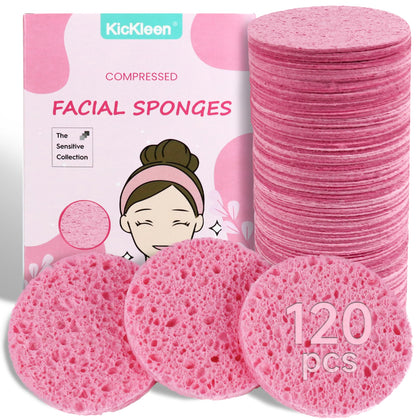 kickleen front packaging showing pink compressed sponges and quantity — clear product info benefit