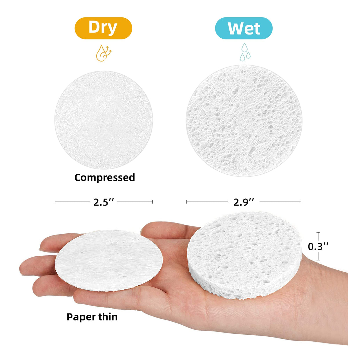 kickleen sponge in hand size comparison illustrating travel-friendly portability
