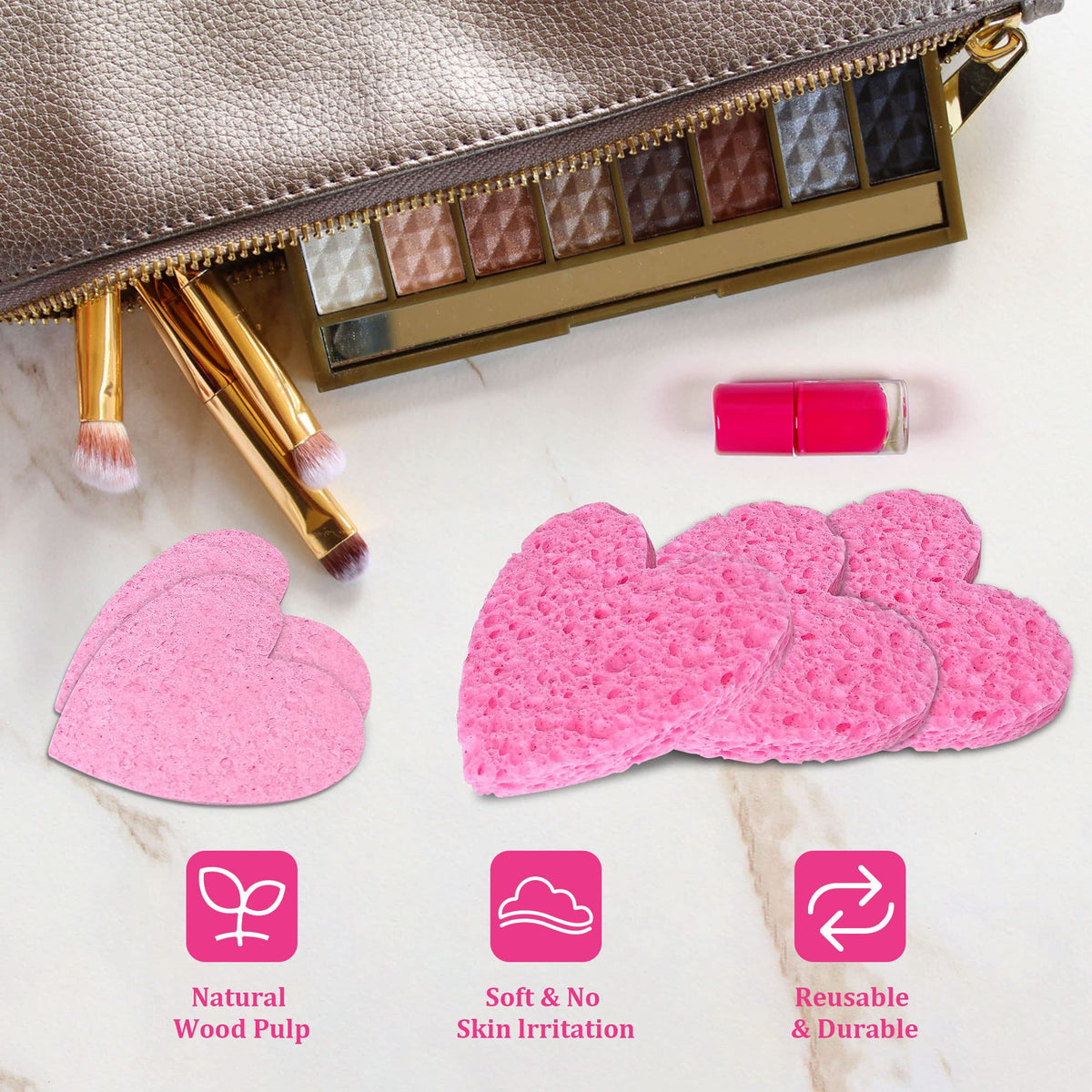 kickleen sponges packed in travel pouch for convenient portability benefit