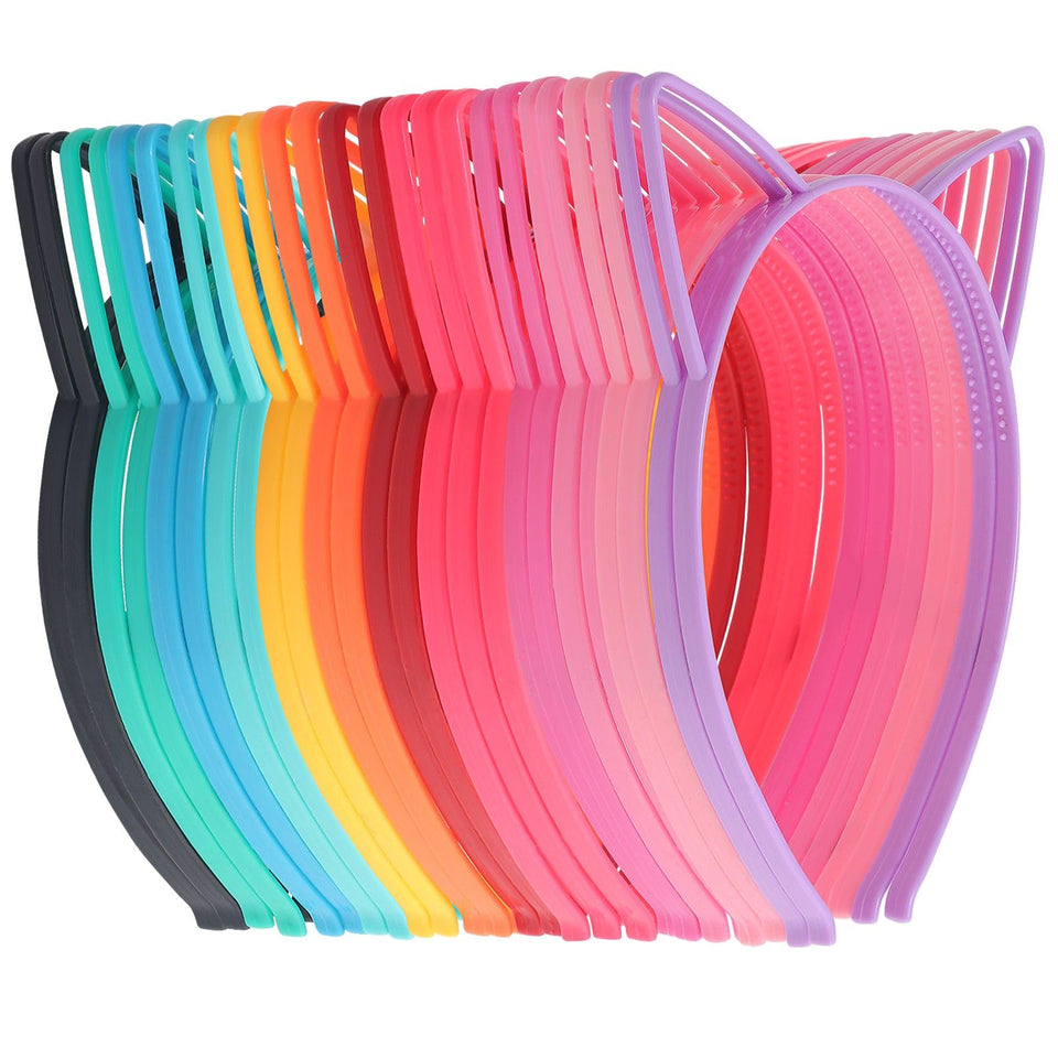 KICOSY front view of 25 cat ear headbands showing bulk value and playful style