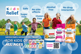 Kids Relief cream beside playing child, gentle care for active kids benefit