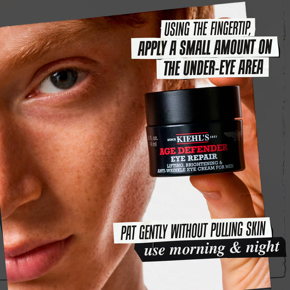 Kiehl's packaging label detail highlighting fragrance- and paraben-free benefit