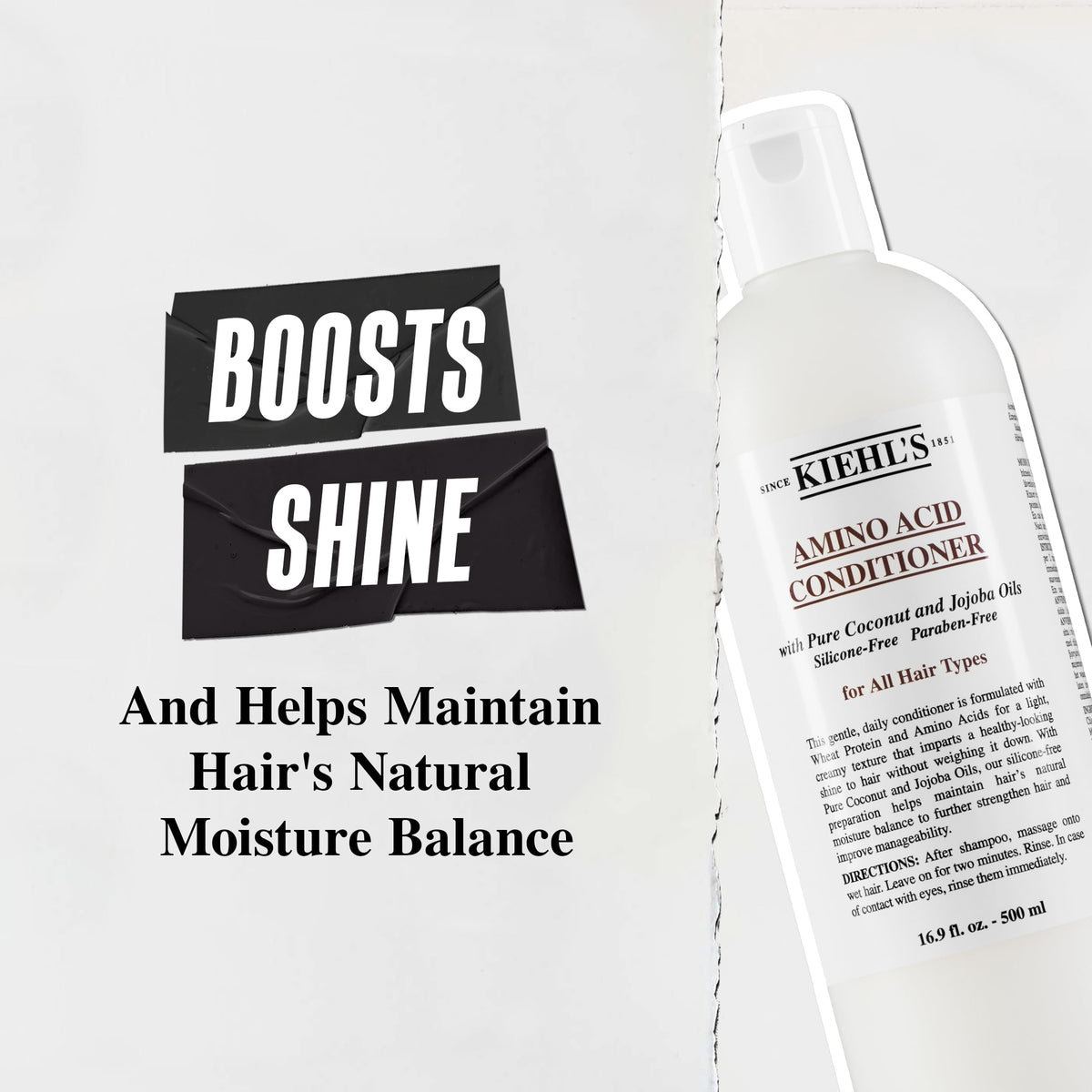Kiehl's bottle held in hand to show 16.9 fl oz scale and travel convenience