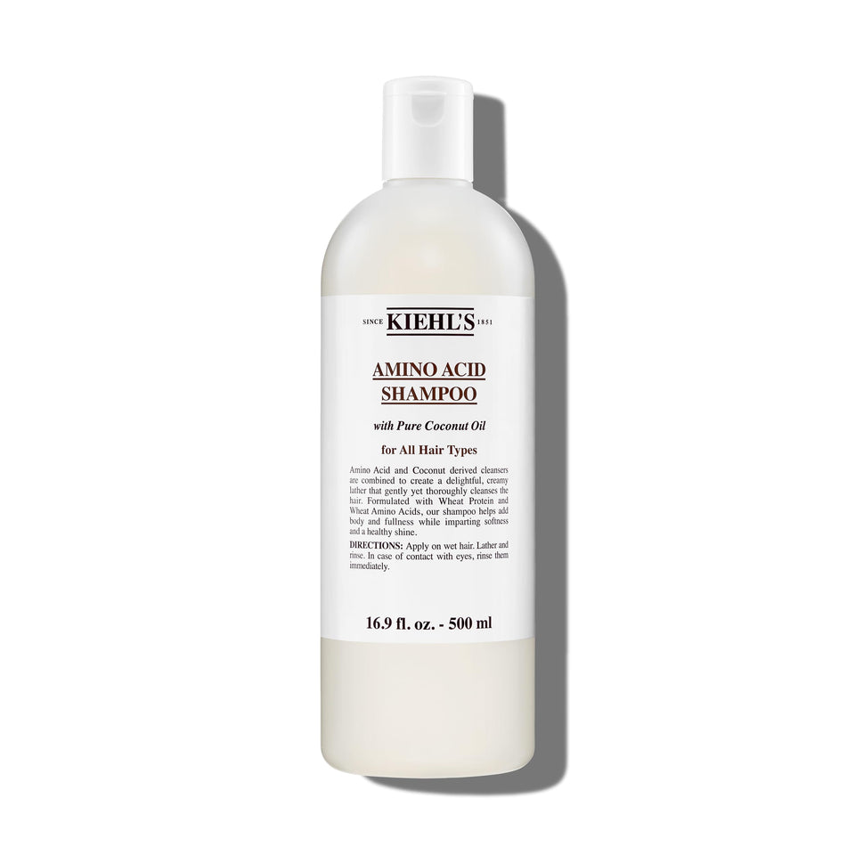 Kiehl's front bottle view showing label and 16.9 fl oz size, clear product identity benefit